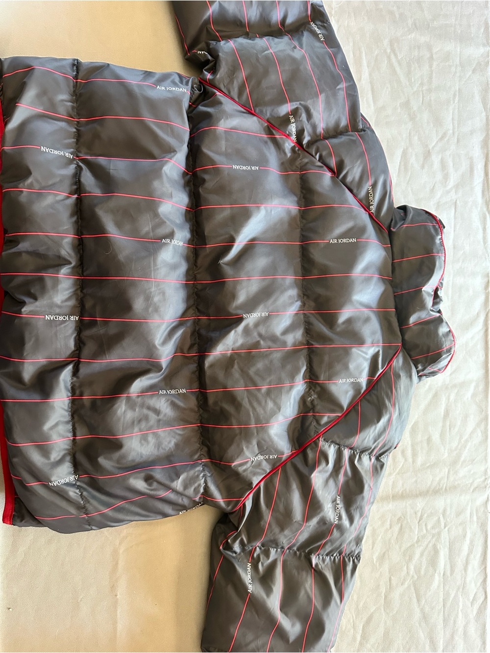 Dope! Jordan Black Puffer Jacket with Red Pinstripe Accents, rare one off! - Picture 5 of 9
